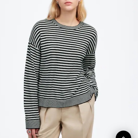 Madewell merino wool silk crewneck sweeter in stripe - Picture 1 of 8